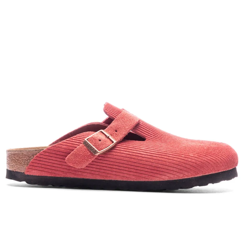 Women's Narrow Boston Suede Embossed - Sienna Red